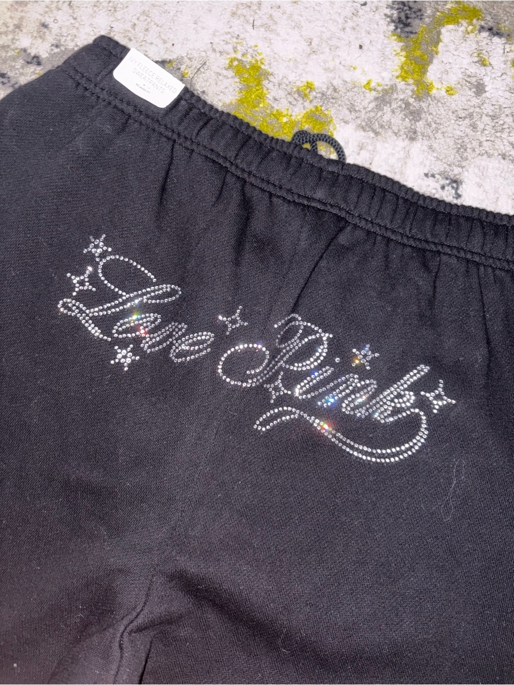 PINK Victoria's Secret Black Rhinestone 'Love Pink' sweatpants